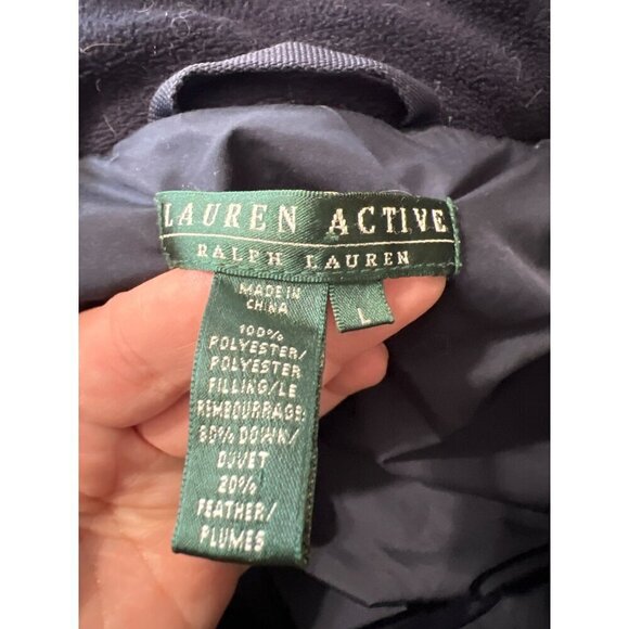 Lauren Ralph Lauren Active Navy Down Puffer Jacket Large Outdoors Gorpcore - Picture 6 of 9